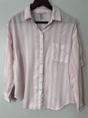 Victoria’s Secret Pink Stripe Modal Pajama Shirt XS  Coquette